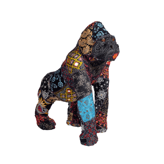 Handmade Fabric Gorilla Statue – Eco-Friendly Lifelike Gorilla Figurine for Home and Office Décor
