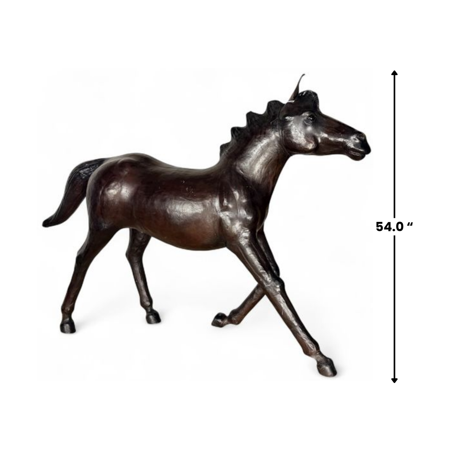 Handmade Leather Running Horse Statue | Eco-Friendly Equestrian Decor | Indian Artisan Figurine