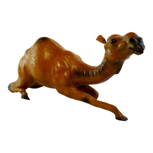 Handmade Leather Kneeling Camel Statue | Eco-Friendly Desert Decor | Indian Artisan Figurine