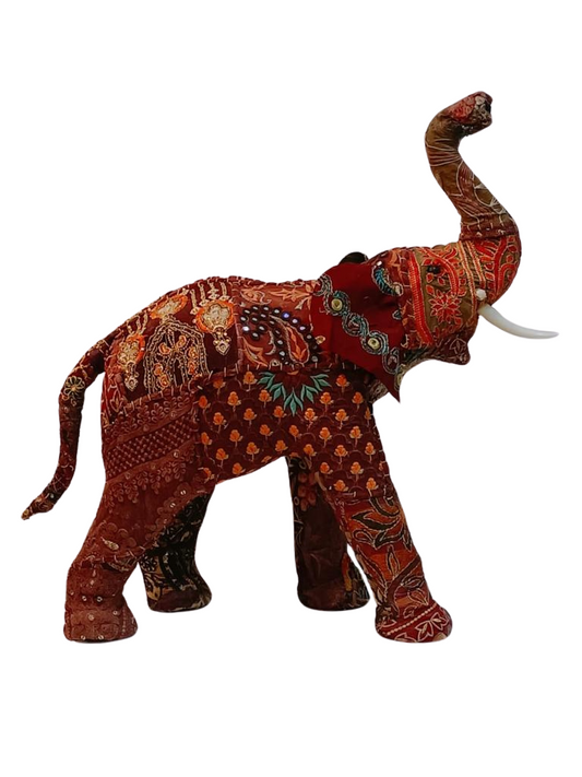 Handmade Fabric Elephant Standing Statue – Eco-Friendly Decorative Elephant Figurine for Home Décor