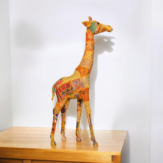 Handmade Fabric Giraffe | Eco-Friendly Whimsical Decor | Indian Artisan Soft Sculpture