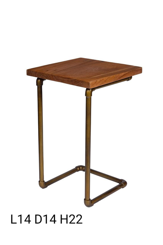 WD. + IRON SIDE TABLE (14X14X22)