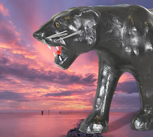 Handmade Leather Panther Statue | Eco-Friendly Wildlife Decor | Indian Artisan Animal Figurine