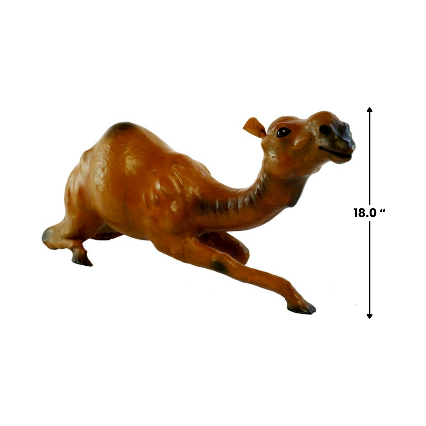 Handmade Leather Kneeling Camel Statue | Eco-Friendly Desert Decor | Indian Artisan Figurine