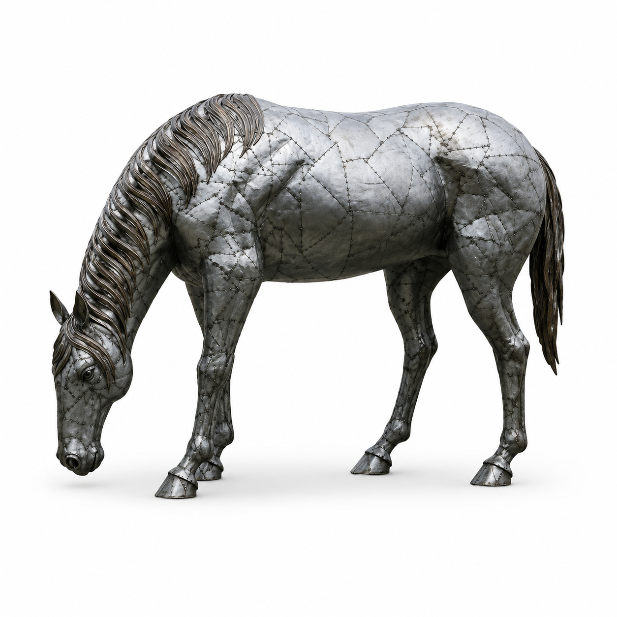 Large Grazing Horse Metal Sculpture – Luxury Outdoor Garden Horse Statue