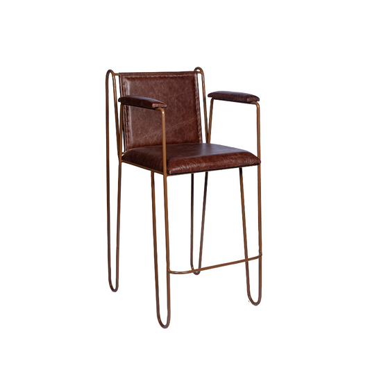 IRON WITH LEATHER FTD BAR STOOL (22X18X43)