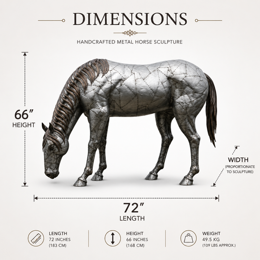 Large Grazing Horse Metal Sculpture – Luxury Outdoor Garden Horse Statue