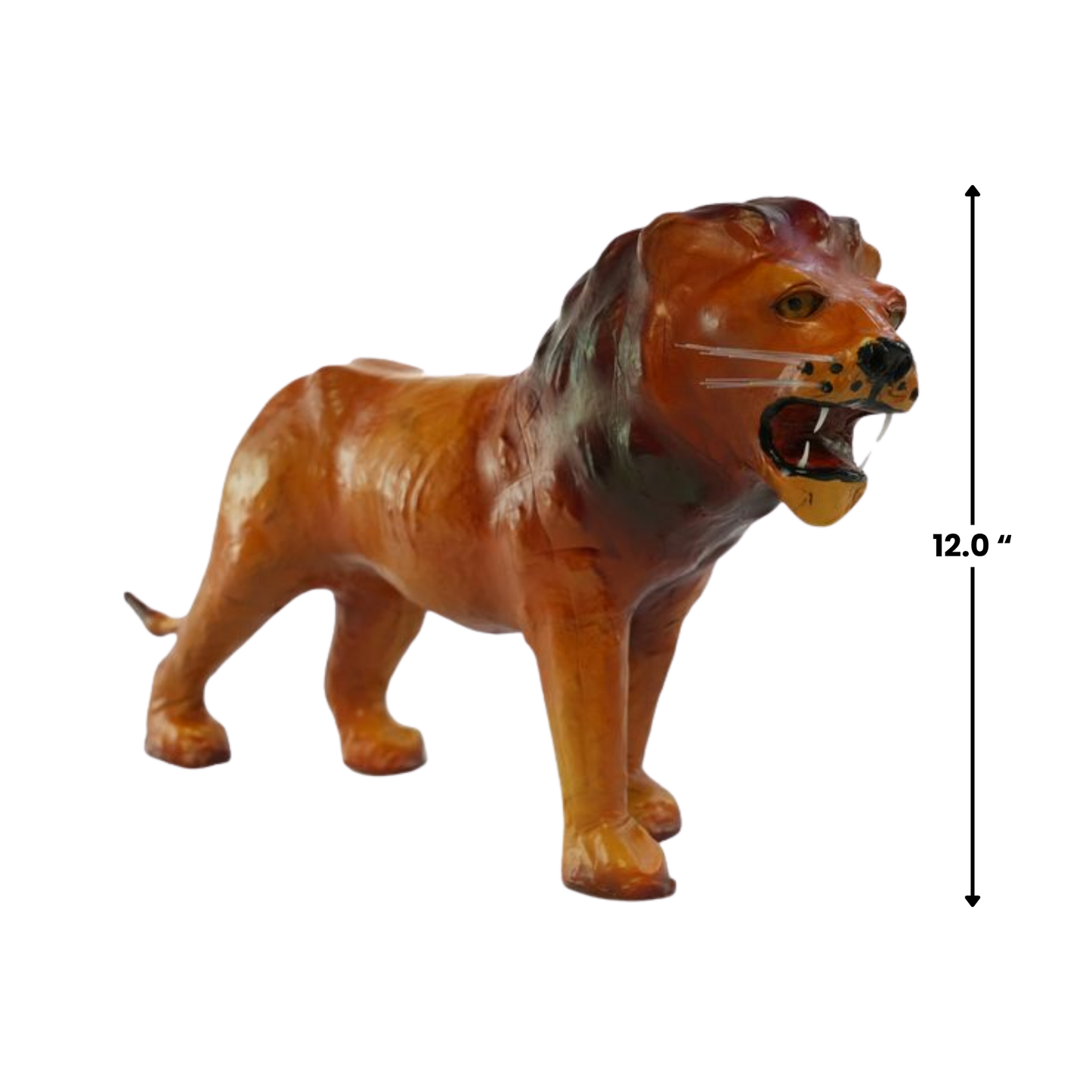 Handmade Leather Lion Statue – Eco-Friendly Lifelike Lion Figurine for Artistic Home Décor