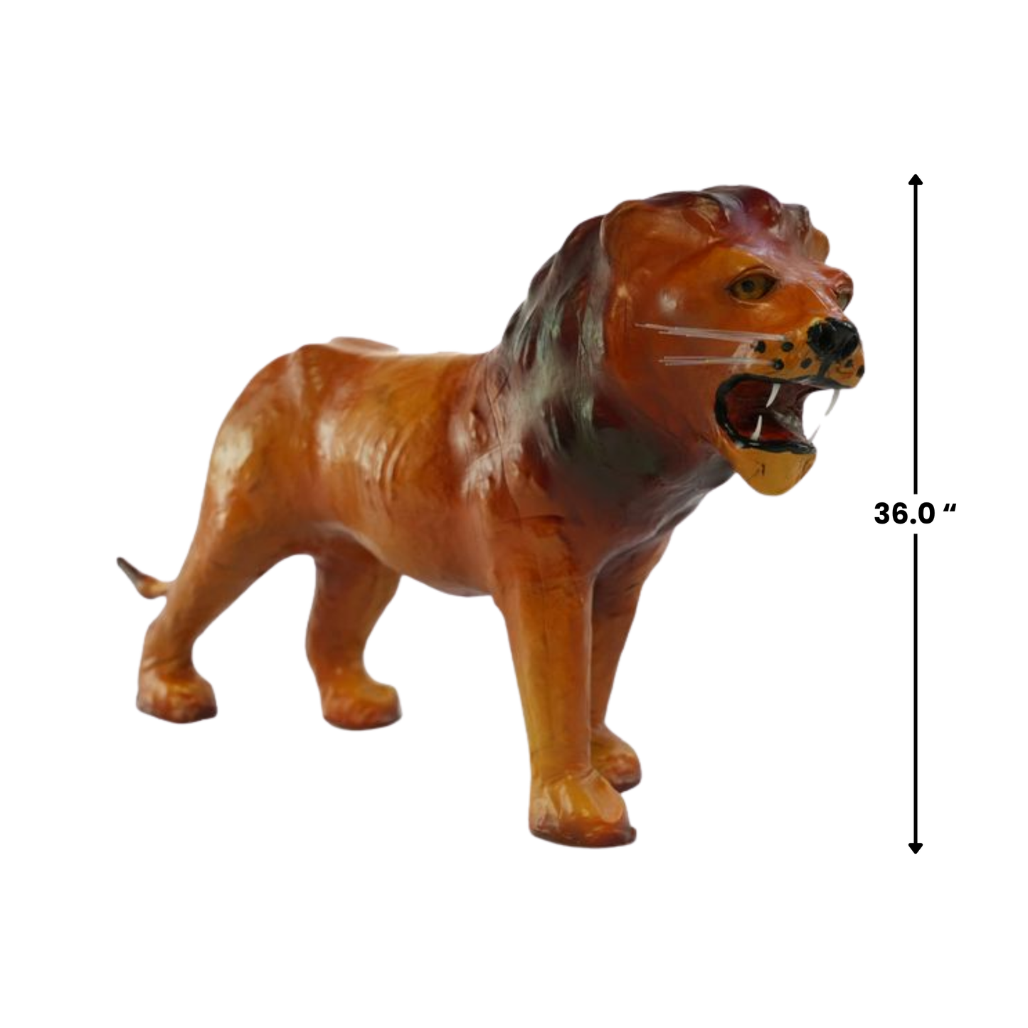 Handmade Leather Lion Statue – Eco-Friendly Lifelike Lion Figurine for Artistic Home Décor