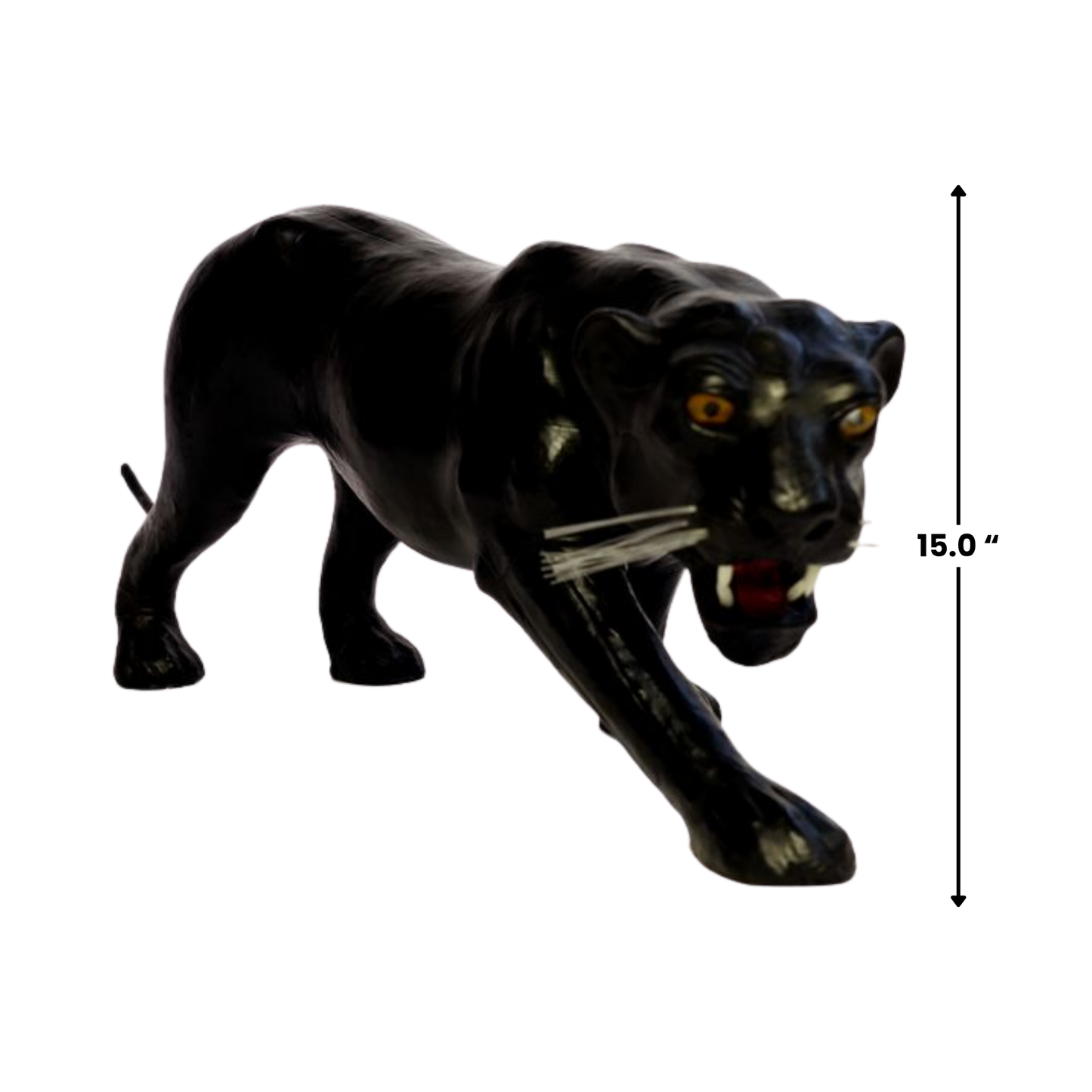 Handmade Leather Panther Statue | Eco-Friendly Wildlife Decor | Indian Artisan Animal Figurine