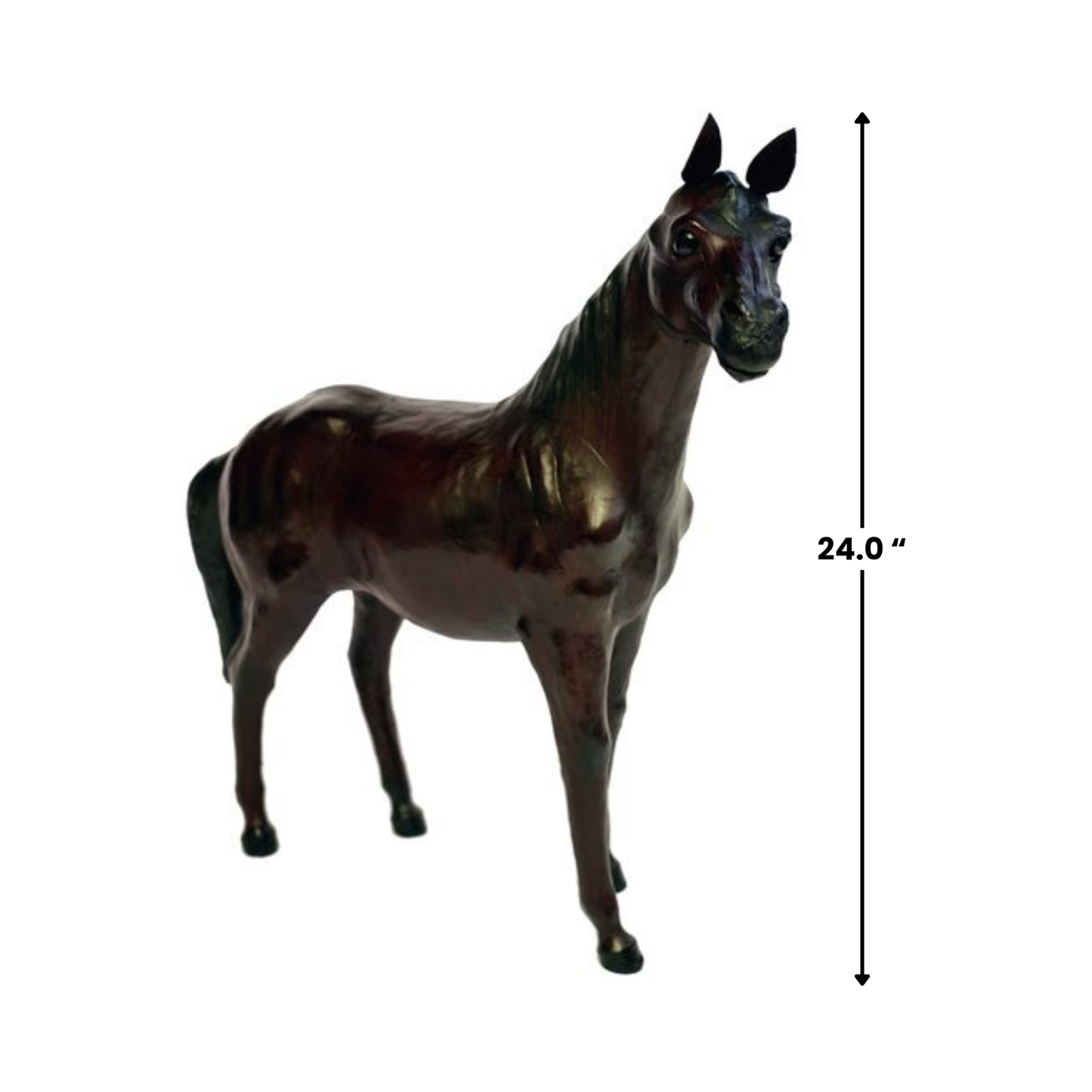 Handmade Leather Standing Horse Statue | Eco-Friendly Equestrian Decor | Indian Artisan Figurine