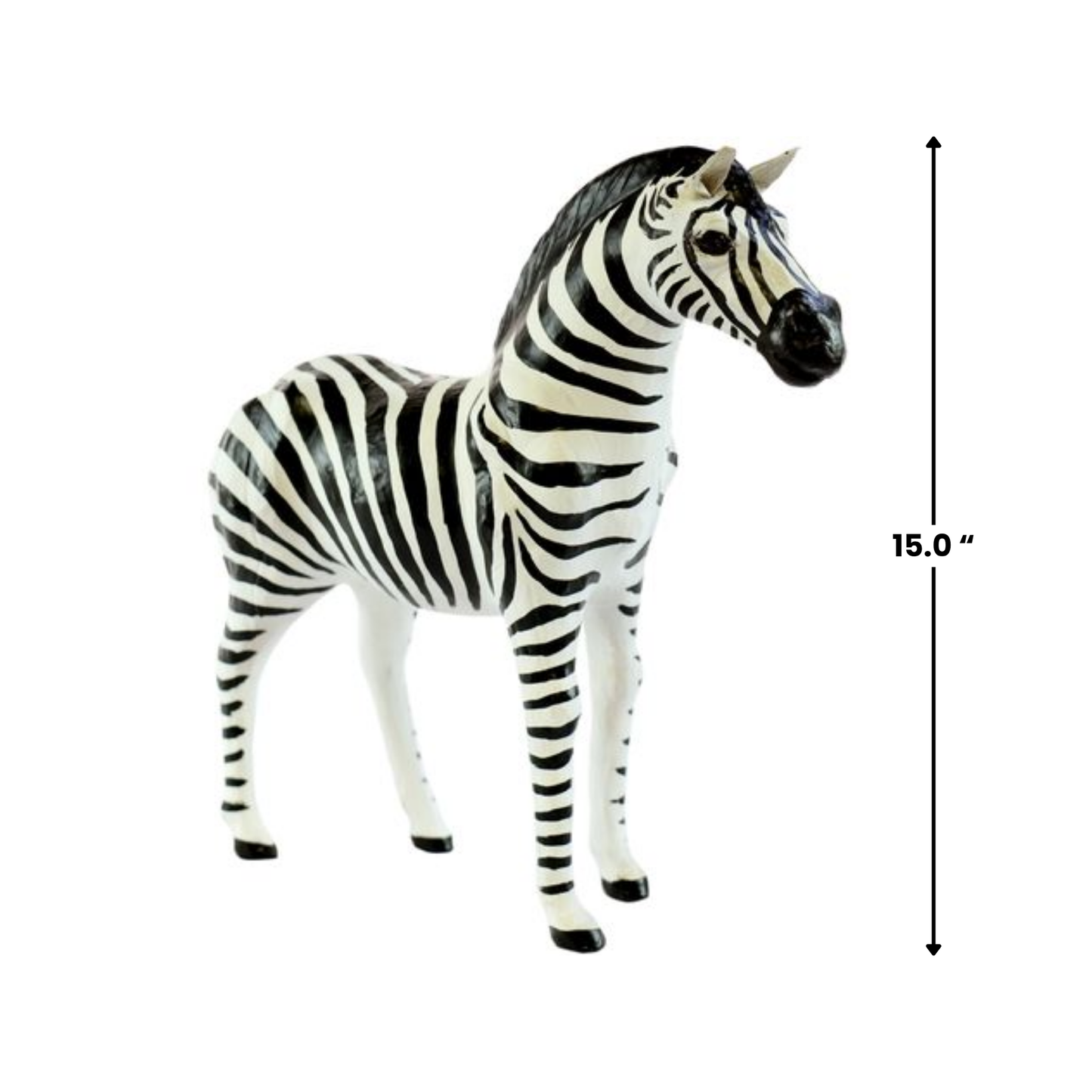 Handmade Leather Zebra Statue | Eco-Friendly Safari Decor | Indian Artisan Wildlife Figurine