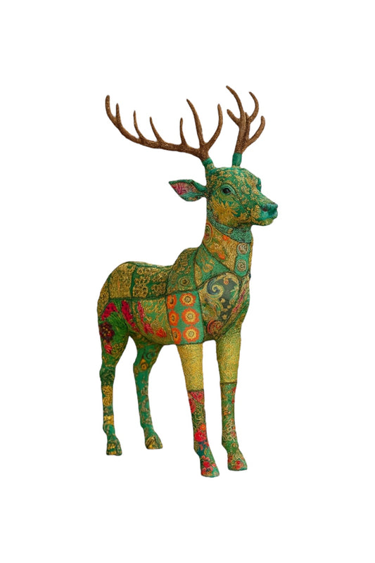 Handmade Fabric Deer Statue – Eco-Friendly Lifelike Deer Figurine for Home and Nursery Décor