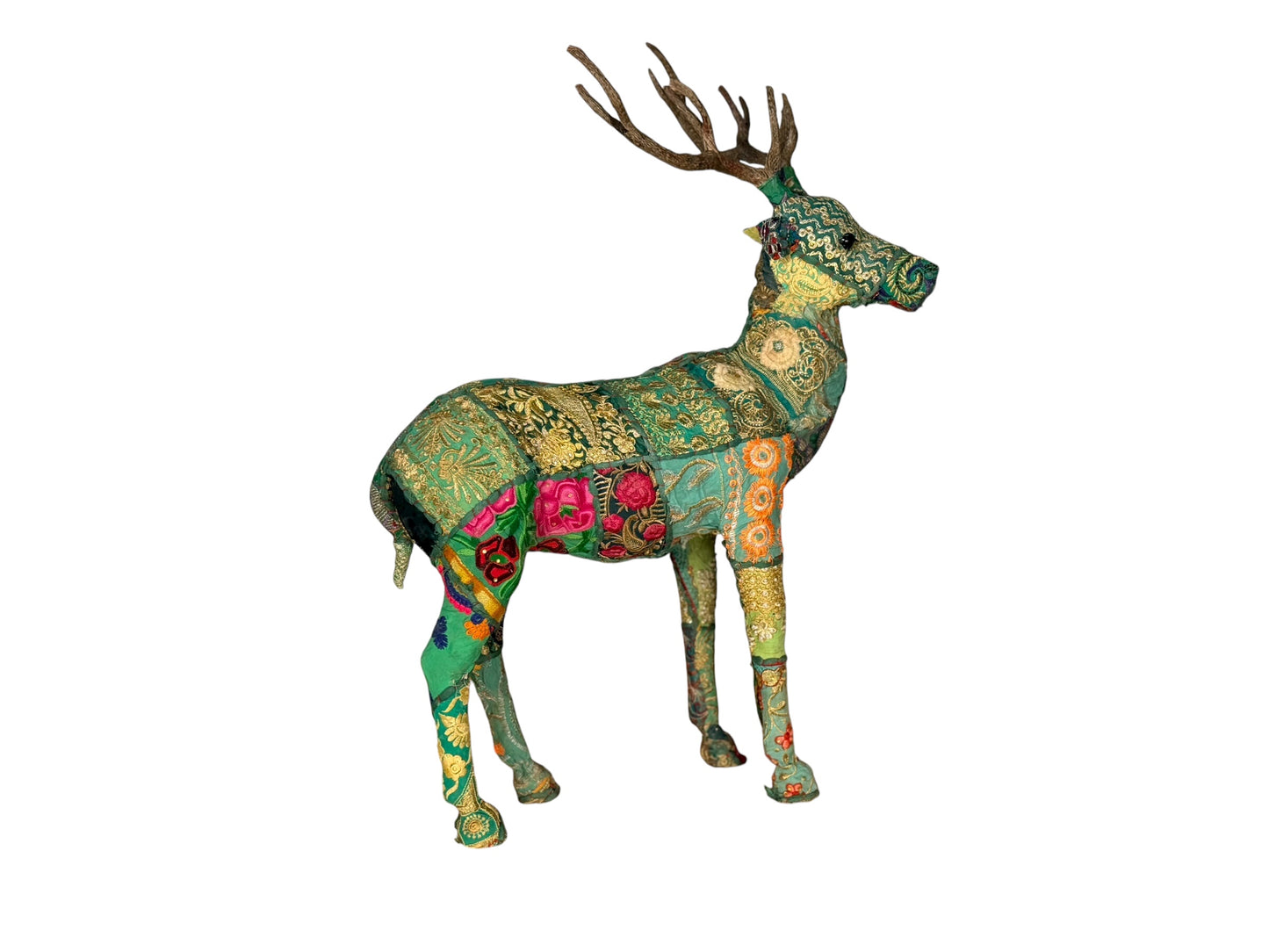 Handmade Fabric Deer Statue – Eco-Friendly Lifelike Deer Figurine for Home and Nursery Décor