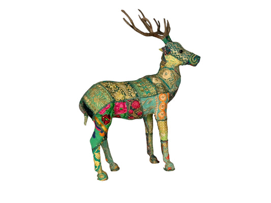 Handmade Fabric Deer Statue – Eco-Friendly Lifelike Deer Figurine for Home and Nursery Décor