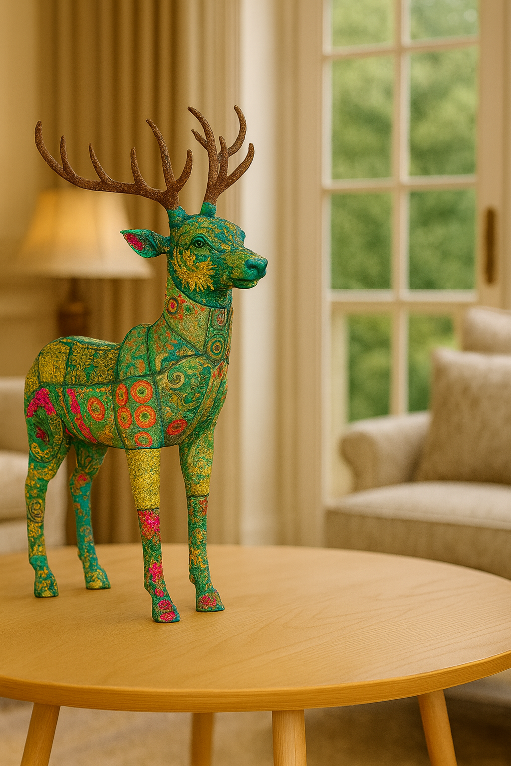 Handmade Fabric Deer Statue – Eco-Friendly Lifelike Deer Figurine for Home and Nursery Décor