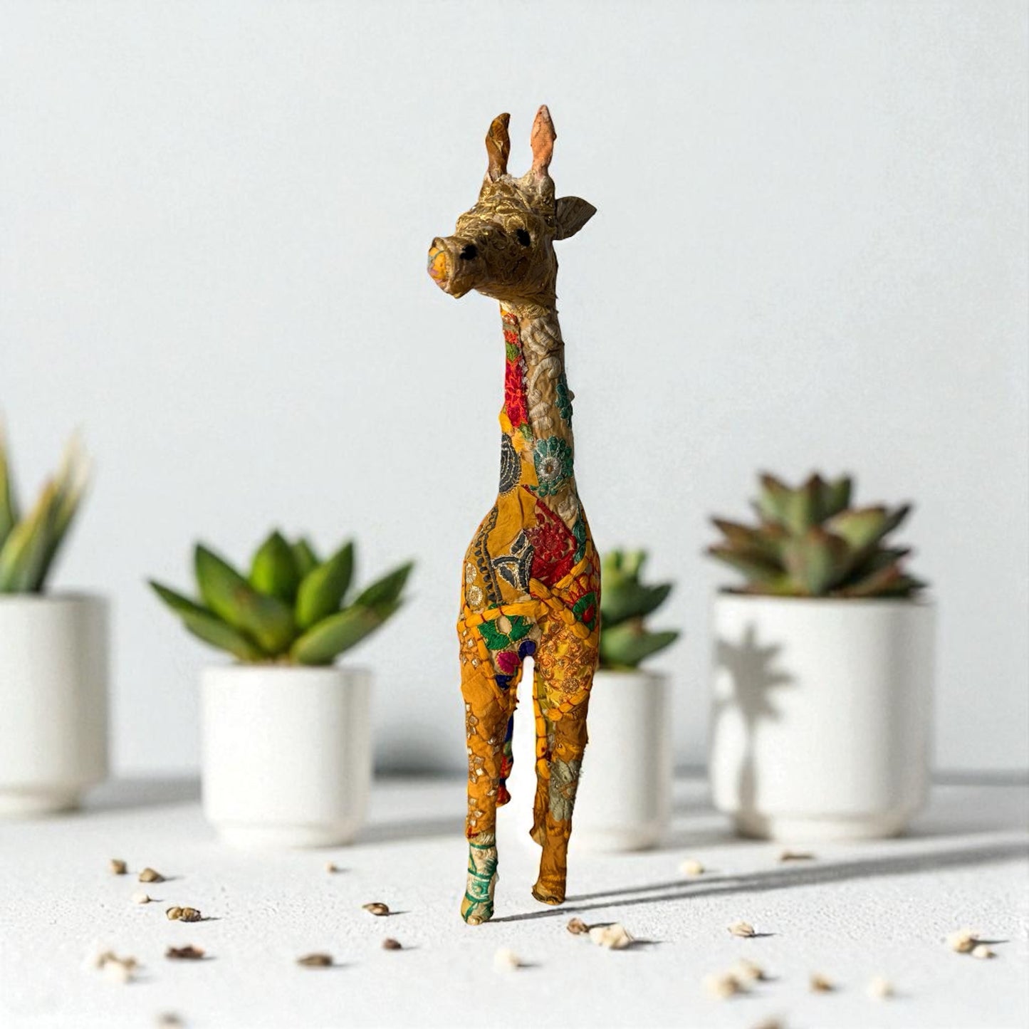 Handmade Fabric Giraffe | Eco-Friendly Whimsical Decor | Indian Artisan Soft Sculpture