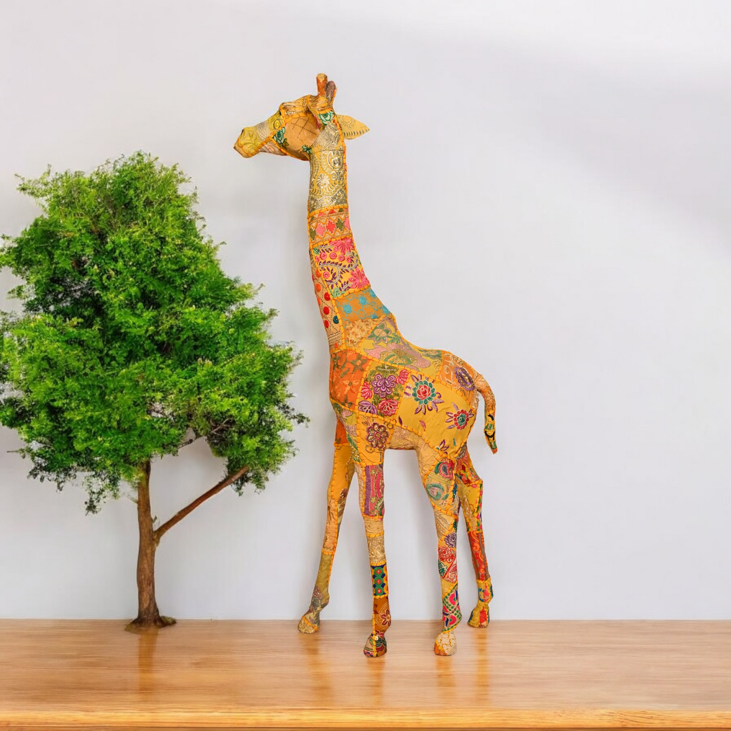 Handmade Fabric Giraffe | Eco-Friendly Whimsical Decor | Indian Artisan Soft Sculpture