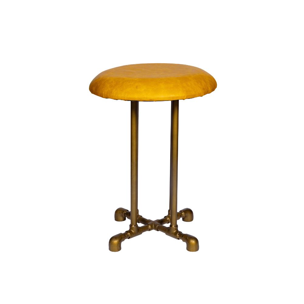 IRON WITH LEATHER FTD STOOL (16X16X22)