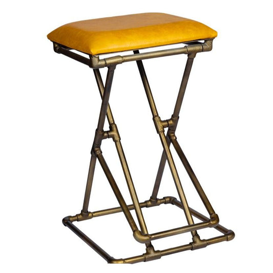 IRON WITH LEATHER FTD BAR STOOL(17X14X24)