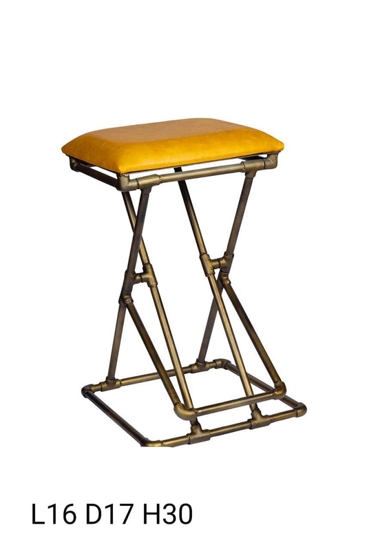 IRON WITH LEATHER FTD BAR STOOL(16X17X30)