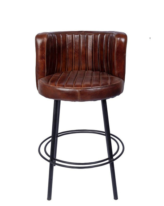 IRON WITH LEATHER FTD BAR STOOL