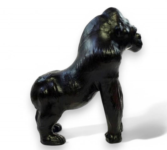 Handmade Leather Gorilla Statue | Eco-Friendly Wildlife Decor | Indian Artisan Animal Figurine